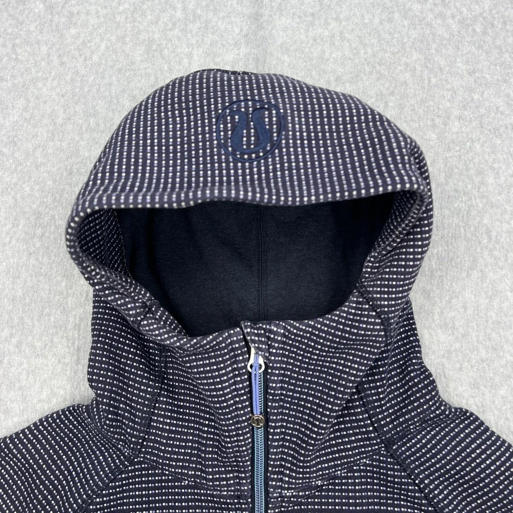 Lululemon Scuba Hoodie III Womens 6 Naval Blue Double Dot Full Zip Jacket W4IC8S